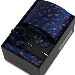 Men Tie Set With Box Flower Pin Luxury Necktie Handkerchief Brooch With Cufflinks Set Gift Box Wedding Men Suits Neck Gravatas