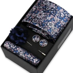 Men Tie Set With Box Flower Pin Luxury Necktie Handkerchief Brooch With Cufflinks Set Gift Box Wedding Men Suits Neck Gravatas