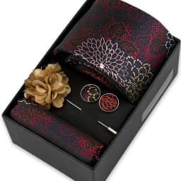 Men Tie Set With Box Flower Pin Luxury Necktie Handkerchief Brooch With Cufflinks Set Gift Box Wedding Men Suits Neck Gravatas