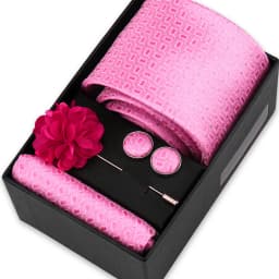 Men Tie Set With Box Flower Pin Luxury Necktie Handkerchief Brooch With Cufflinks Set Gift Box Wedding Men Suits Neck Gravatas