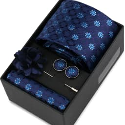Men Tie Set With Box Flower Pin Luxury Necktie Handkerchief Brooch With Cufflinks Set Gift Box Wedding Men Suits Neck Gravatas