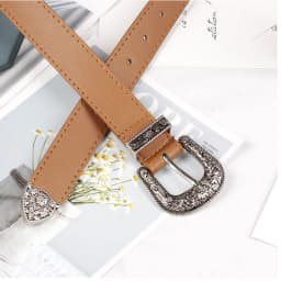 New Arrival: European American Fashion Unisex Retro Denim-Style Buckle Belt Exquisitely Embossed High-Quality Wide Belt