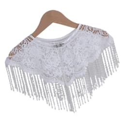 39BD Cloud Shoulder Shawl Handmade Beaded Tassels Trim Traditional Wedding Attires Dance Costume Accessory
