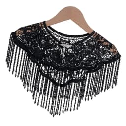 39BD Cloud Shoulder Shawl Handmade Beaded Tassels Trim Traditional Wedding Attires Dance Costume Accessory