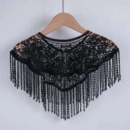 39BD Cloud Shoulder Shawl Handmade Beaded Tassels Trim Traditional Wedding Attires Dance Costume Accessory