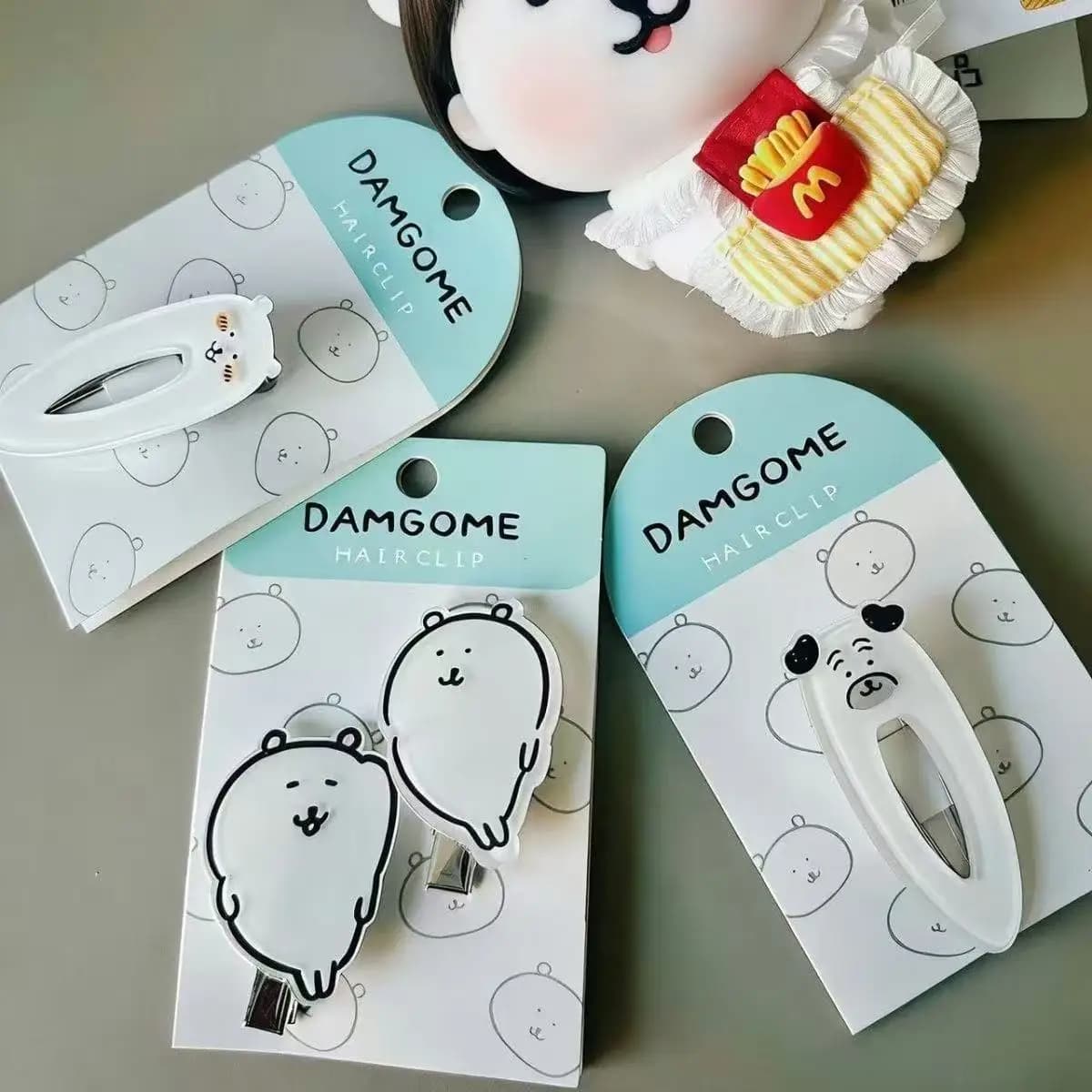 Y2K Bear Dog Animal Hair Clip Set for Women Cute Cartoon White Bear Puppy Acrylic Barrettes Hairclips Jewelry