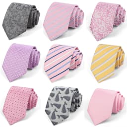 Men's Classic Jacquard Stripes Dot 8cm Polyester Wedding Tie Formal Business Pink Light Color Necktie Accessories Gift For Men