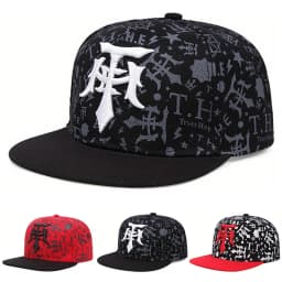 2025 Creative New Baseball Hat T Embroidery Graffiti HipHop Hat Street Fashion Decorative Hat Daily Leisure Flat Edge Hat Unisex