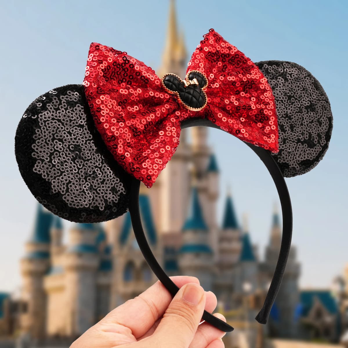 Disney Valentine's Day Mickey Headband Children Sequins Bow Hairband For Girls Children Featival Party DIY Headwear Accessories