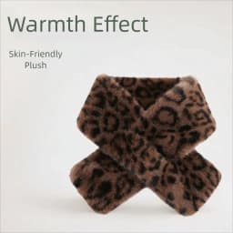 Cute Thicken Warm Leopard Print Scarf Windproof Soft Faux Fur Scarf Faux Collar Faux Rabbit Fur Winter Scarf Women's Wear