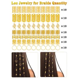 70Pcs Hair Beads Hair Cuffs Braiding Hair Rings Alloy Hair Charms For Loc Braids Hair Adjustable Metal Braid Hair Jewelry