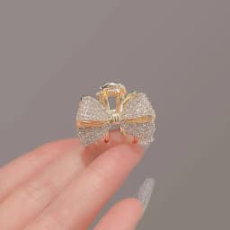 High-end Full Rhinestone Bow Small Hair Claw Princess Head Top Clip Temperament Mini Clip Women's Korean Style Hair Accessories