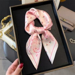 Pink Paisley Print Headscarf Women Silk Square Scarfs Foulard Bandana Female Neckerchief Fashion Decorate Hijab Lady Neck Ties