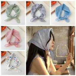 New Cloth Headband Polka Dot Fresh Floral Small Square Scarf Pastoral Style Scarves Women