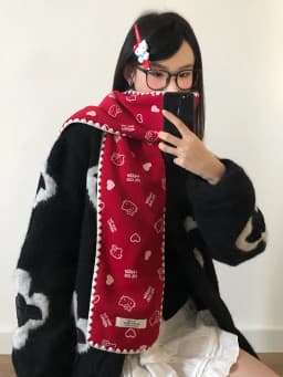Red Cute Kitten Scarf For Women 2025 New Winter Korean Style Atmosphere Warm Scarf
