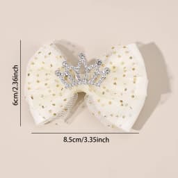 2Pcs Trendy Crown Bow Hair Clips For Girls Sweet Dot Mesh Fluffy Bownot Hairpins Children School Cute Headwear Hair Accessories