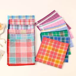 3Pcs Women's Pure Cotton Plaid Handkerchief Contrasting Color Matching Thin Wipe Soft Sweat Hand Towel 43cm