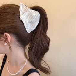 Fabric Polka Dot Triangle Shark Clip Elegant Temperament High Ponytail Clip Fashionable Women's Hair Grabbing Hair Accessories