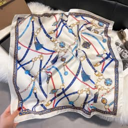 Luxury Print Chain Neck Tie Shawl 2025 Silk Square Scarf Women Wraps Female 70cm Hair Hand Wrist Headkercheif Hijab Bandana