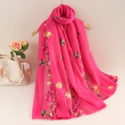 Spring Summer Cotton Linen Long Scarf for Women Literary National Style Dual-Purpose Embroidered Travel Sunscreen Shawl