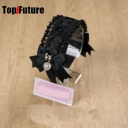 Women's Harajuku Gothic Lolita Subculture Y2K GIRL Elegant Sweet Cross Tie Strap Lace Bow Pearl Love Pendant Headband Hair Band