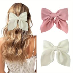 1/2/3/4/5pcs Girls Fashion Colors Short Bow Hair Clips, Soft Classic-Tailed Bow Hairpins, Vintage Metal Hair Clip Silk Headband