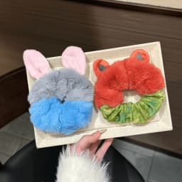 1/2PC Crazy Animal City Theme Plush Scrunchie Set, Fox Rabbit Hair Ties, Cute Cartoon Hair Accessories, Stylish Party Hair Decor