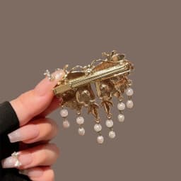 New Chinese Style Ancient Style Blue Hanfu Women Alloy Hair Clip Retro Auspicious Cloud Pearl Tassel Butterfly Duckbill Clip
