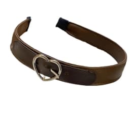 Fashion Coffee Brown Leather Buckle Hairband Hair Accessories Head Band for Women Spring Autumn Warm PU Leather Heart Headbands