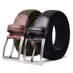 2 Pack Braided Elastic Belt Woven Stretch Belts for Men Women Casual Pants Jeans Golf Shirts