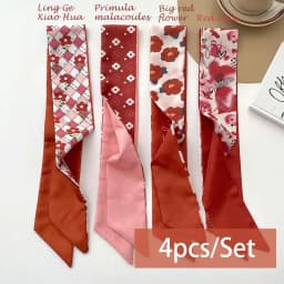 2-6pcs/set Series Silk Satin Scarf Women Cloth Hair Bands Headdress Accessories Lady Scarves Ribbon Neck Ties for Bag Handle