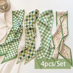 2-6pcs/set Series Silk Satin Scarf Women Cloth Hair Bands Headdress Accessories Lady Scarves Ribbon Neck Ties for Bag Handle