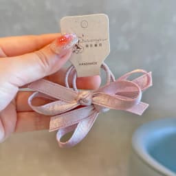 Kawaii Hair Set Children Ribbon Bow Decor 2 Pcs Champagne Pink Korean for School Stylish Gift
