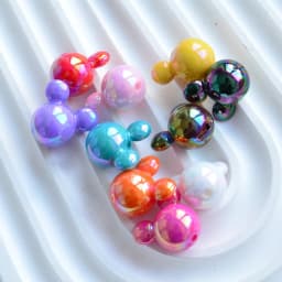 50pcs Mickey 9-color Perforated Beads DIY Jewelry Making Ballpoint Pen Necklaces Keychains Hair Clips Hanging Accessories