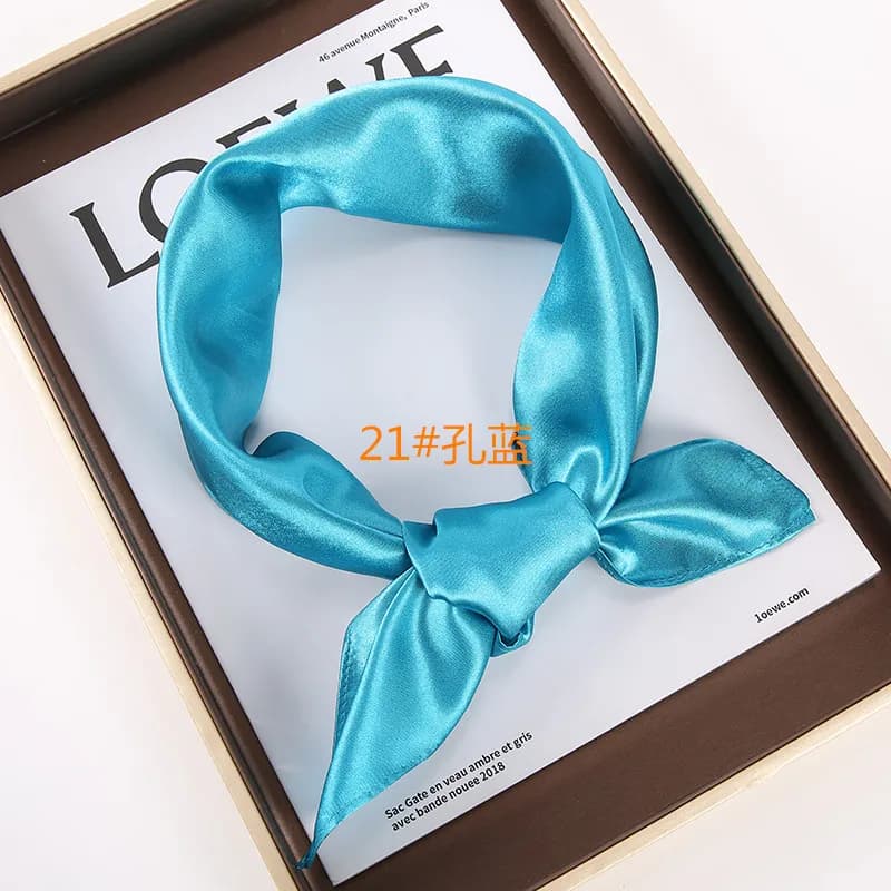 Solid-color Square Scarf single-color Imitation Silk Small Square Plain Glossy Satin Color Tween Performance Silk Scarf SJ19
