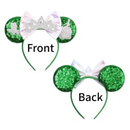 Princess and Frog Themed Mouse Ears Headbands Women Party Hair Accessories Bird DIY Headband for Girls Kids Sequins Bow Hairband