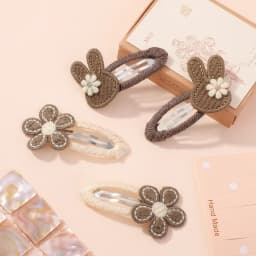 4pcs/set Cute Rabbit Flower Hairclips for Baby Bunny Fabric Hairpins Butterfly Bow Side Broken Bangs Hair Clips Hair Accessories
