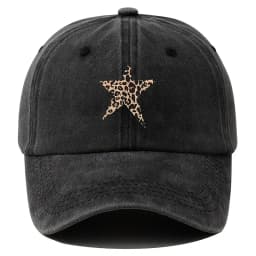 Retro imitation baseball cap with leopard print star design for leisure outdoor travel, fishing, and hiking