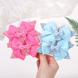 2Pcs/lot 3.9in Big Bows Hair Bangs Clip for Little Girls cartoon Party Headdress Sweet Polka Dot Bow Hair Clip Set