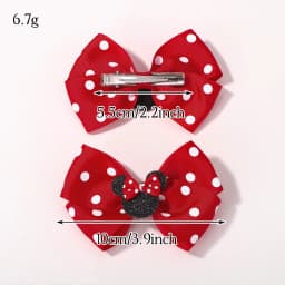 2Pcs/lot 3.9in Big Bows Hair Bangs Clip for Little Girls cartoon Party Headdress Sweet Polka Dot Bow Hair Clip Set