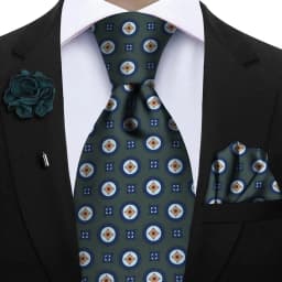 Luxury Soft Silk Mens Ties Floral Brown Green Red Ties Paisley NeckTie Pocket Square Brooch Set Men's Wedding Party Tie