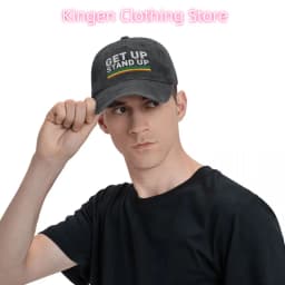 Get Up Stand Up Reggae Rasta Baseball Cap Vintage Distressed Denim Washed Bob Marley Snapback Hat Unisex Adjustable Fit Cap