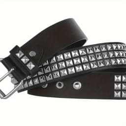 1PC Square bead rivet belt - men's and women's leather belt - punk jeans belt