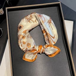 Luxury 100% Real Silk Scarf Women Spring Floral Bandana Shawl Lady Mulberry Silk Neckerchief Handkerchief Female Wrap 53cm