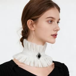 Elegant Lace Mesh Stand Collar Detachable Ruffle Neckwear Decorative Fake Collar Party High Collar Neck Scarf Costume Accessory