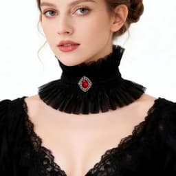 Elegant Lace Mesh Stand Collar Detachable Ruffle Neckwear Decorative Fake Collar Party High Collar Neck Scarf Costume Accessory