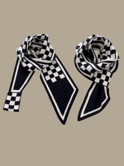 Women Knitted Scarf Autumn Winter Thick Warm Double Knit Instant Scarf Fashion Plaid Angled Scarves Outdoor Triangle Neck Scarf
