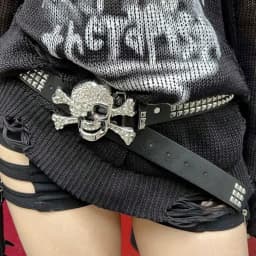 Gothic Skull Rhinestone Buckle Belt - Stylish Subculture Punk Rivet Hip-Hop Rock Y2K Belts Accessory Casual Daily ,For Men Women
