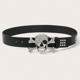 Gothic Skull Rhinestone Buckle Belt - Stylish Subculture Punk Rivet Hip-Hop Rock Y2K Belts Accessory Casual Daily ,For Men Women