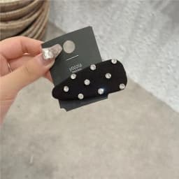 1pc Subtle style elegant bangs clip black minimalist edge clip high-end feeling bb clip water droplet inlaid diamond hair clip